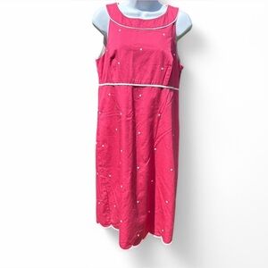 Pink Sleeveless Dress with White polka dots